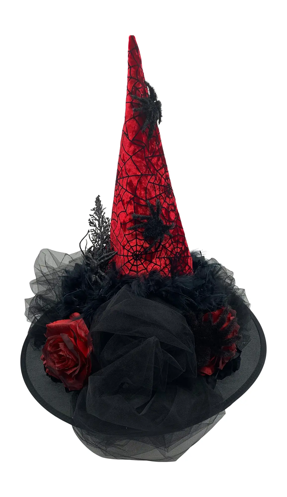 Black Witch Hat w/Red velvet Spider web Crown - Elsie Massey  display picture 3